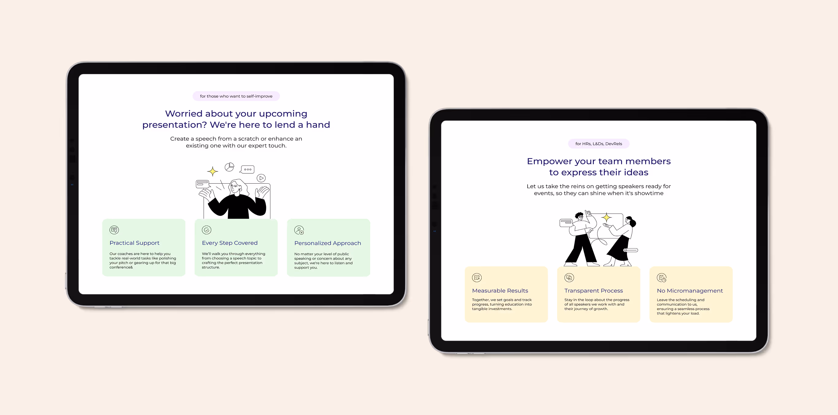 BEsmart pages shown on two tablets