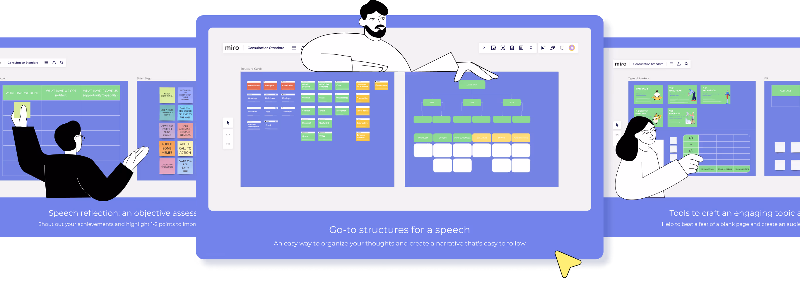 BEsmart interface screens with character illustrations