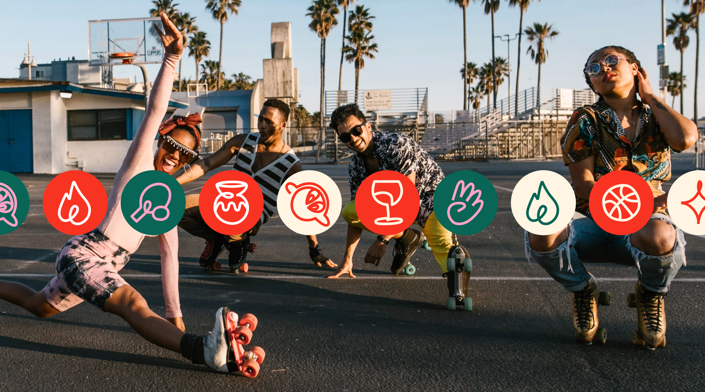 Roller skaters photographed with Buddy icon badges