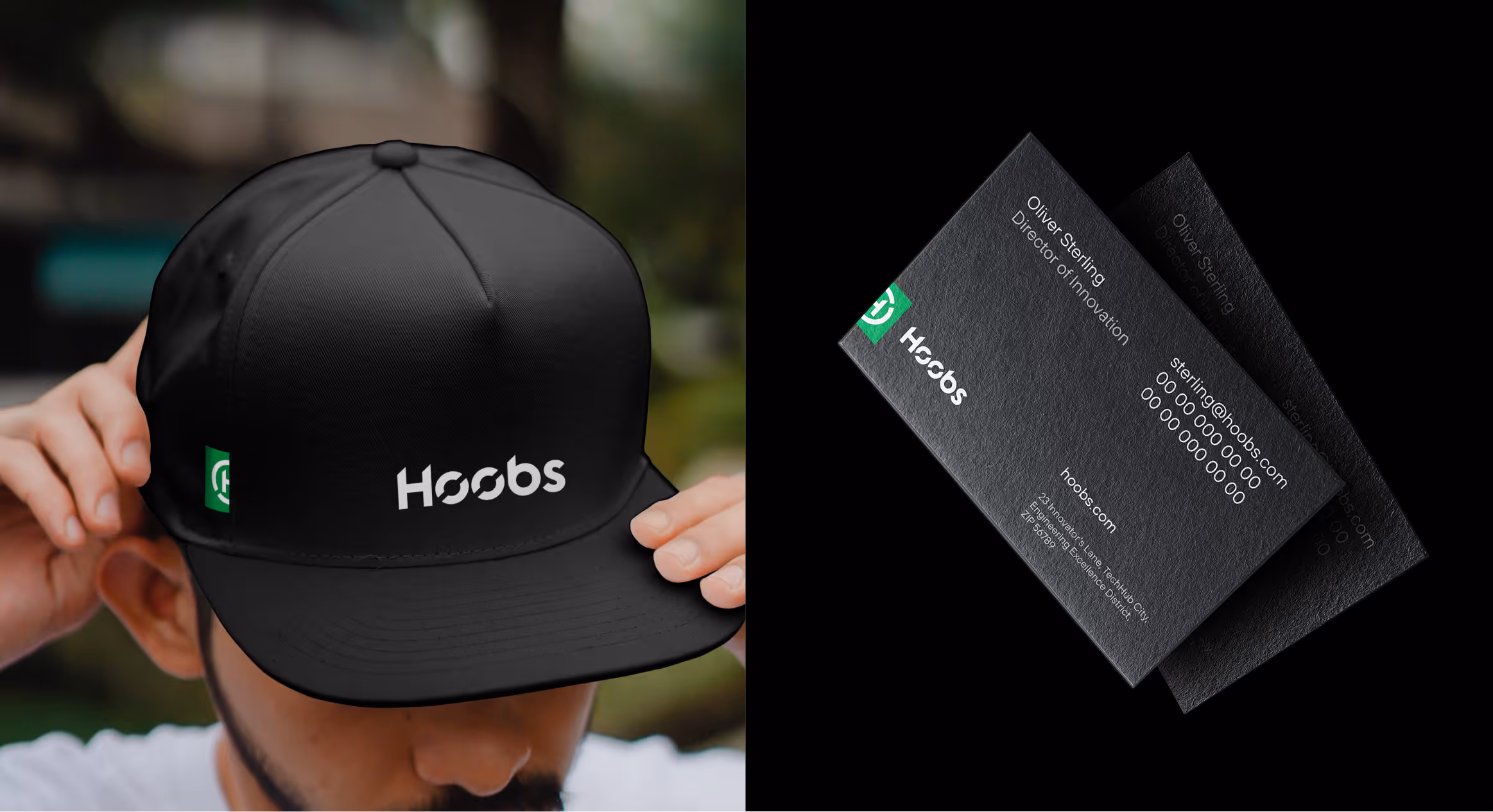 Hoobs cap and business cards