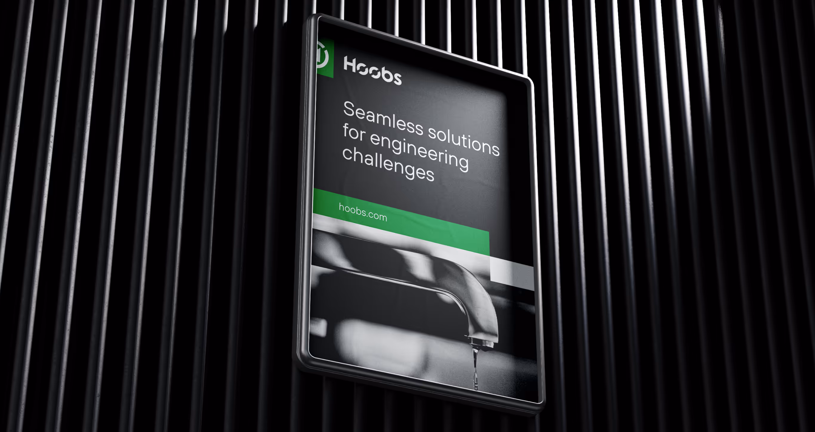 Hoobs website on a tablet — 'Seamless solutions for engineering challenges'