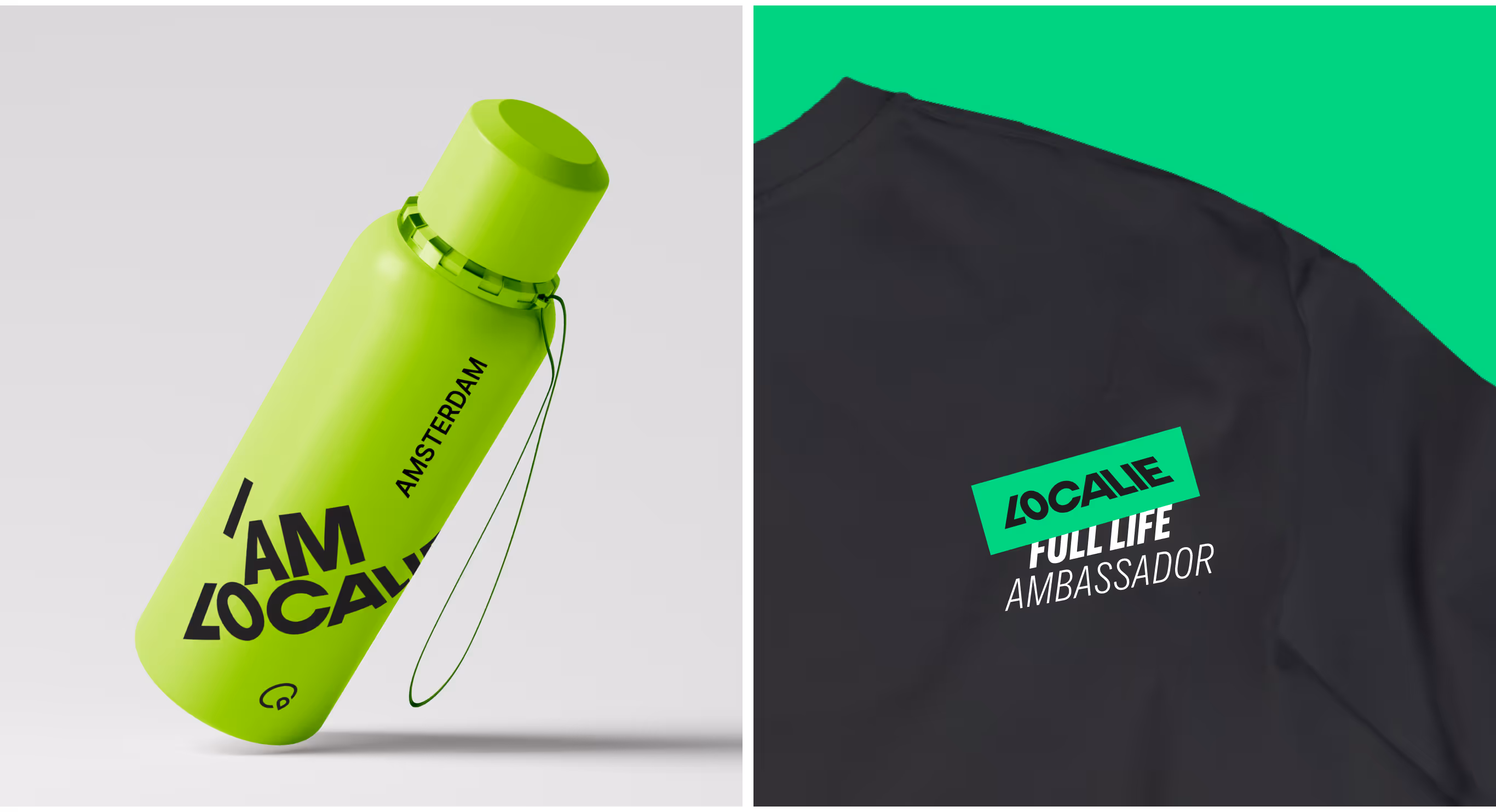 Localie water bottle and tote bag