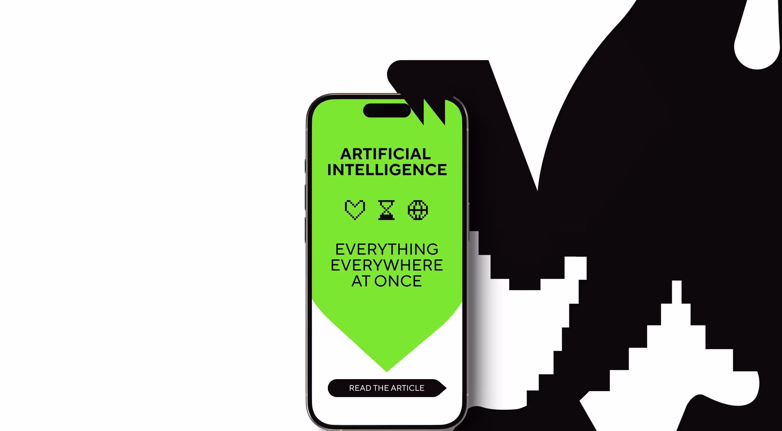 Lucky Hunter article on a phone — 'Artificial intelligence everywhere all at once'