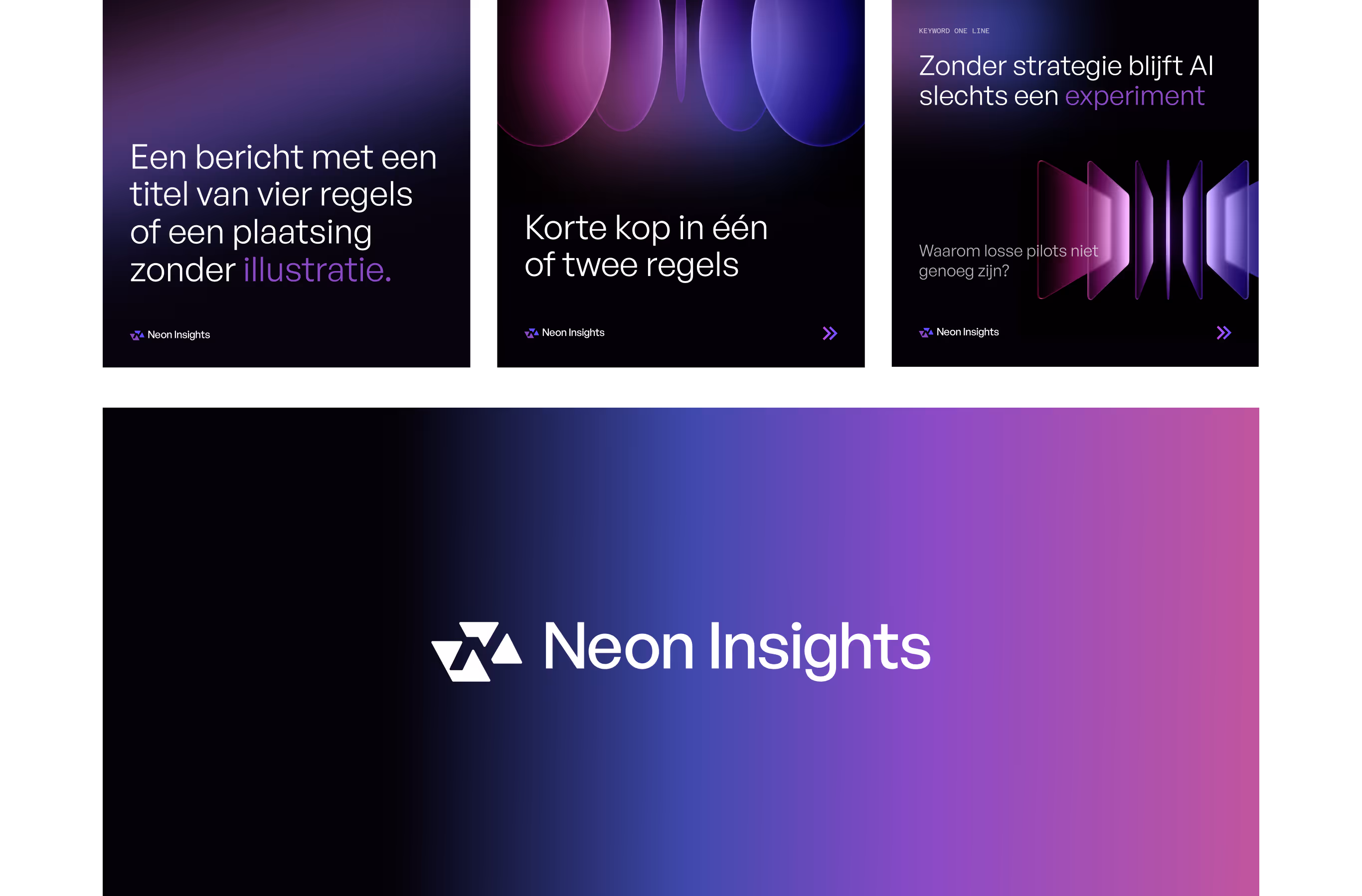 Neon Insights social templates and logo on a gradient
