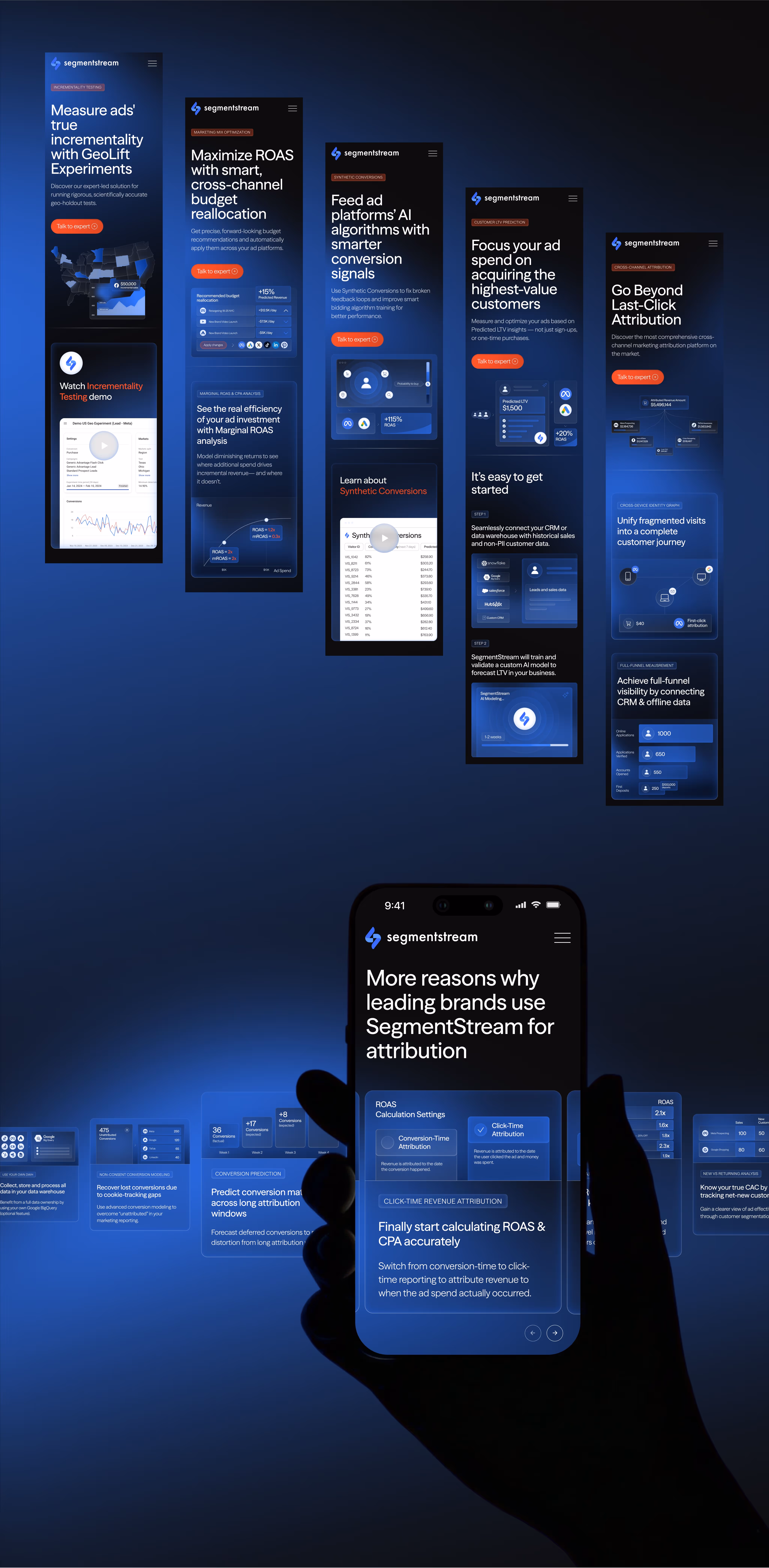 SegmentStream website on desktop and on a phone held in a hand