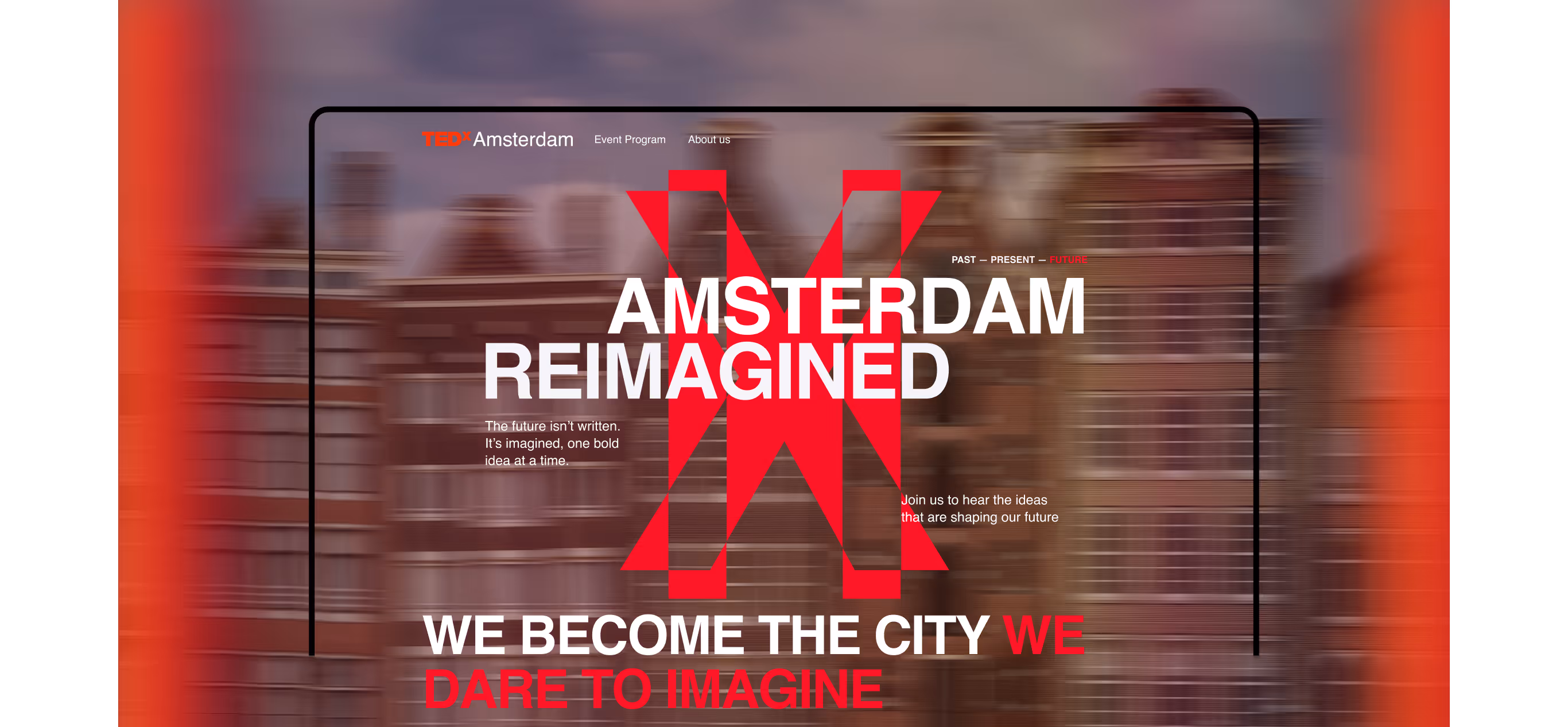 TEDxAmsterdam key visual — 'Amsterdam Reimagined'