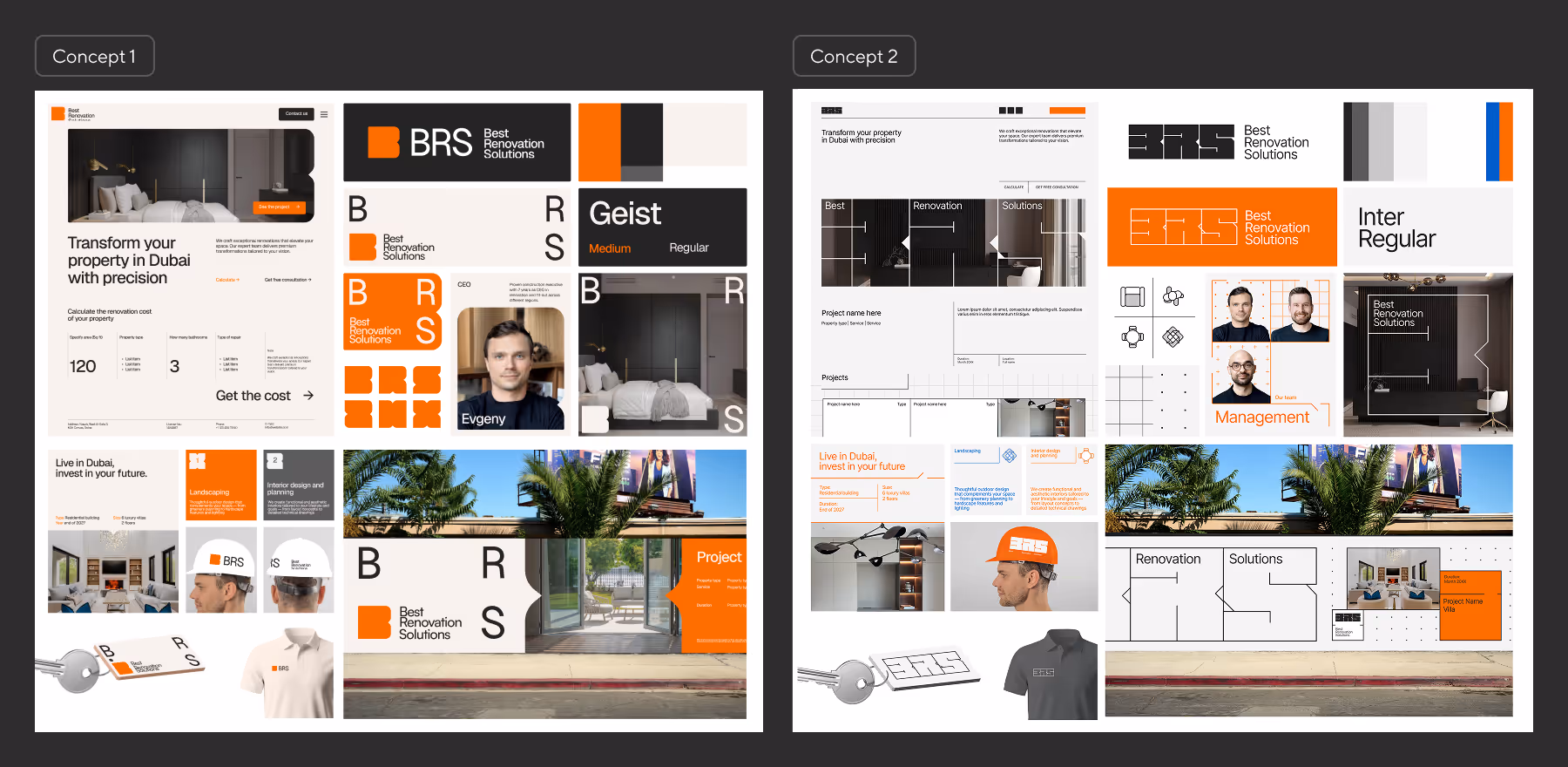 Two brand concepts for BRS with type and colour directions